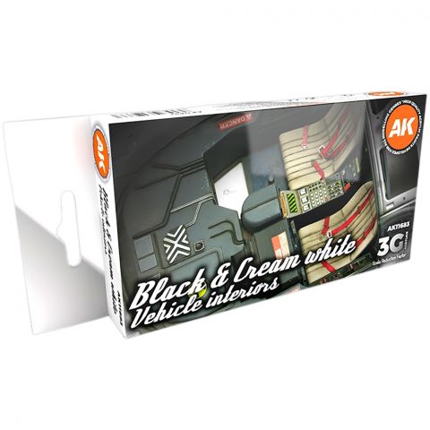 Набор красок AK Interactive: Black & Cream White Vehicle Interiors AK11683