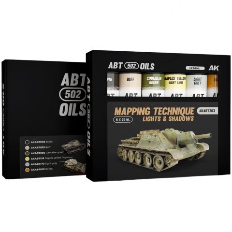 Набор красок ABT 502 Oils: Mapping Technique Lights & Shadows Set AKABT303