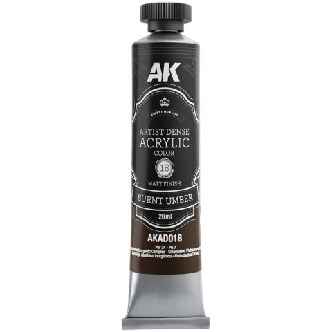 Краска AK Artistic Dense Acrylic: Burnt Umber AKAD018