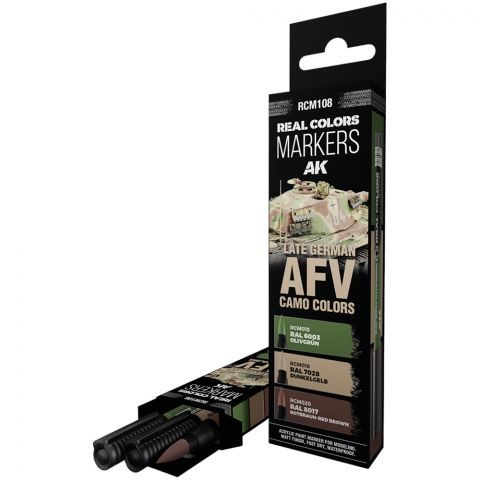 Набор маркеров AK Interactive Real Colors: Late German AFV Camo Colors RCM108