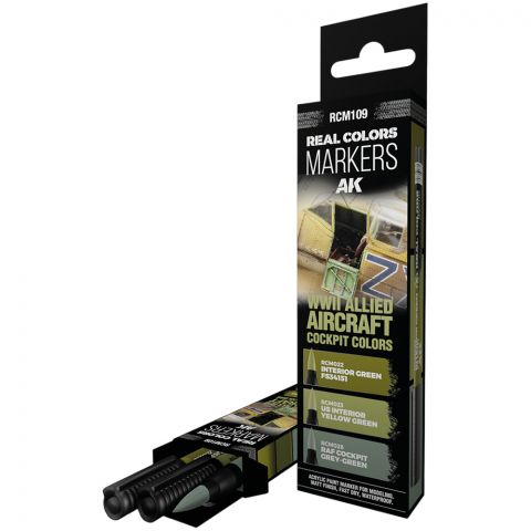 Набор маркеров AK Interactive Real Colors: WWII Allied Aircraft Cockpit Colors RCM109