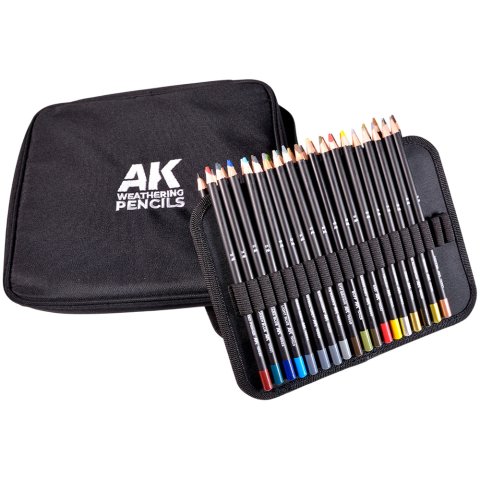 Набор карандашей AK Interactive: Weathering Pencils Full Range Cloth Case with a Zipper AK10050