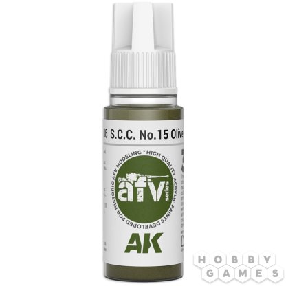Краска AK Interactive AFV: S.C.C. No.15 Olive Drab AK11386 (18 мл)