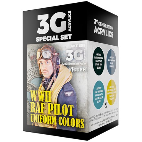Набор красок AK Interactive: WWII RAF Pilot Uniform Colors AK11689 (18 мл)