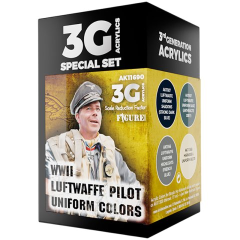 Набор красок AK Interactive WWII Luftwaffe Pilot Uniform Colors AK11690 (18 мл)