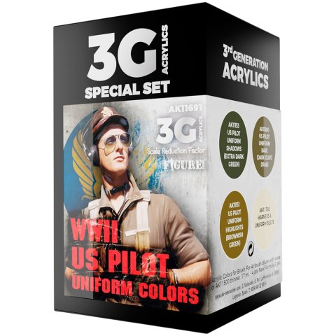 Набор красок AK Interactive: WWII US Pilot Uniform Colors AK11691 (18 мл)