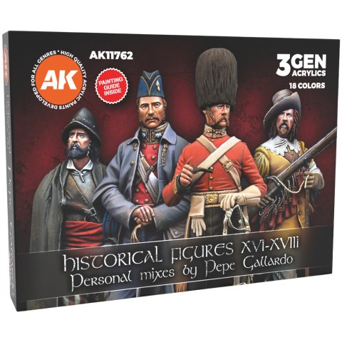 Набор красок AK Interactive: Historical Figures XVI-XVIII AK11762 (18 мл)