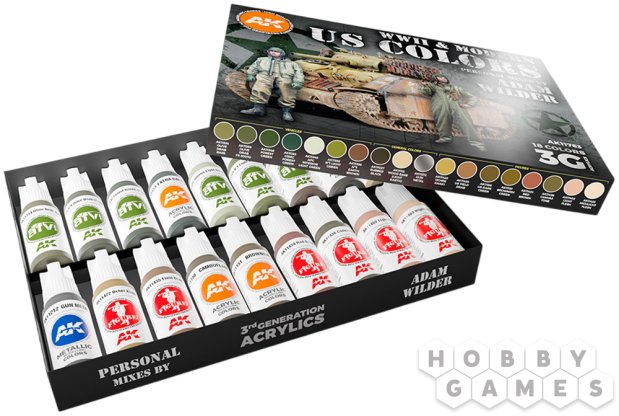 Набор красок AK Interactive: WWII &amp; Modern US Colors. Personal Mixes by Adam Wilder AK11763 (18 мл) фото 2