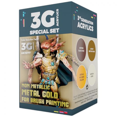 Набор красок AK Interactive Wargame Color: Non Metallic Metal Gold (for brush) AK1077