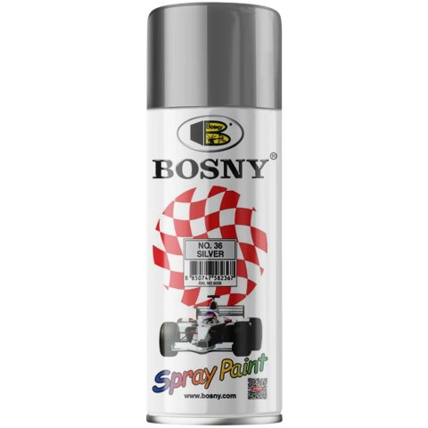 Краска Bosny "Серебряный"  RAL 9006 (520 мл)