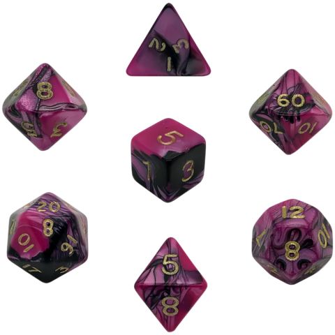 Набор кубиков Dice and Games: Toxic Pink and Back, 7 шт.