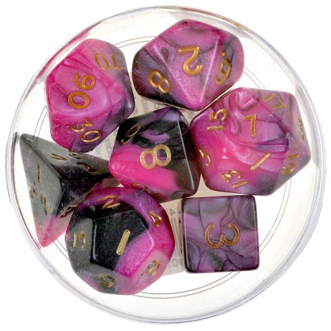 Набор кубиков Dice and Games: Toxic Pink and Black, 7 шт.