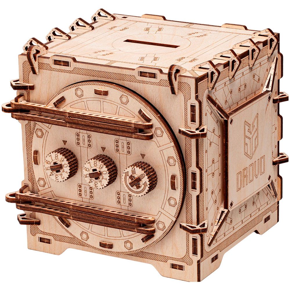 Модель Drovo Деревянный конструктор "Сейф с кодовым замком" DR009 - фото 1