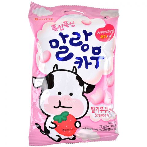 Жевательная конфета Lotte Malang Cow: молочная со вкусом клубники