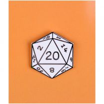 Значок металлический D20 белый