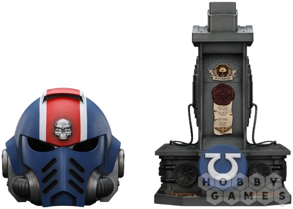 Фигурка JoyToy. Space Marine 2: Ultramarines Lieutenant Titus&#039; MKX Helmet &amp; Display Stand фото 6