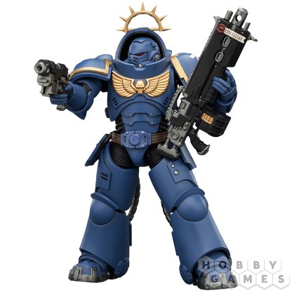 Фигурка JoyToy. Space Marine 2: Game Edition Ultramarines Heavy Intercessor with Heavy Bolt Rifle and Bolt Pistol