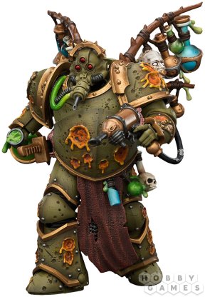 Фигурка JoyToy. Warhammer 40,000: Death Guard Biologus Putrifier with Injector Pistol and Hyper Blight Grenade фото 3