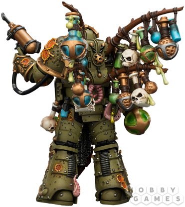 Фигурка JoyToy. Warhammer 40,000: Death Guard Biologus Putrifier with Injector Pistol and Hyper Blight Grenade фото 5