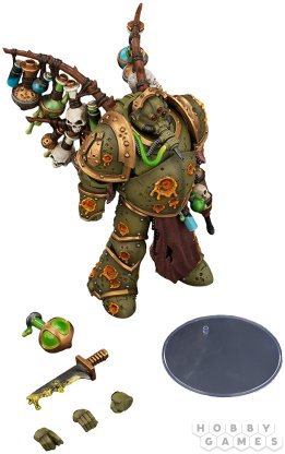 Фигурка JoyToy. Warhammer 40,000: Death Guard Biologus Putrifier with Injector Pistol and Hyper Blight Grenade фото 6