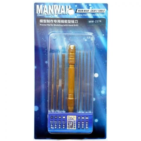 Ручная дрель с набором надфилей MANWAH (0,2-3,0 мм)