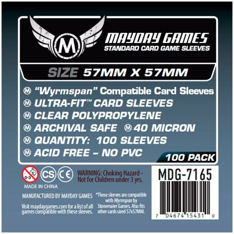Протекторы Mayday Wyrmspan Compatible (100 шт., 57x57 мм): стандарт, прозрачные