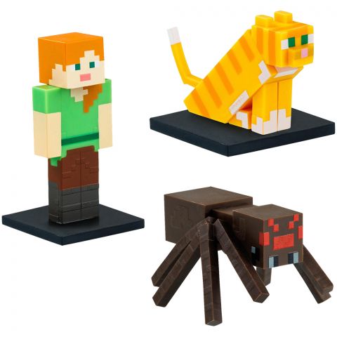 Набор коллекционных фигурок-топперов Minecraft: Алекс, кот, паук (3 шт.)