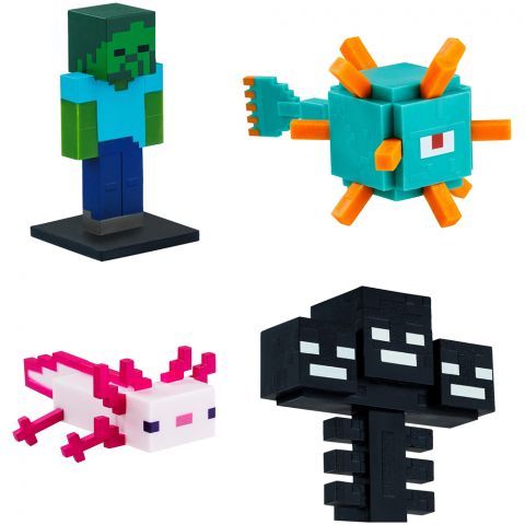Набор коллекционных фигурок-топперов Minecraft: Иссушитель, страж, зомби, асколотль (5 шт.)