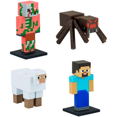 Набор коллекционных фигурок-топперов Minecraft: Паук, Стив, овца, свинозомби (5 шт.)