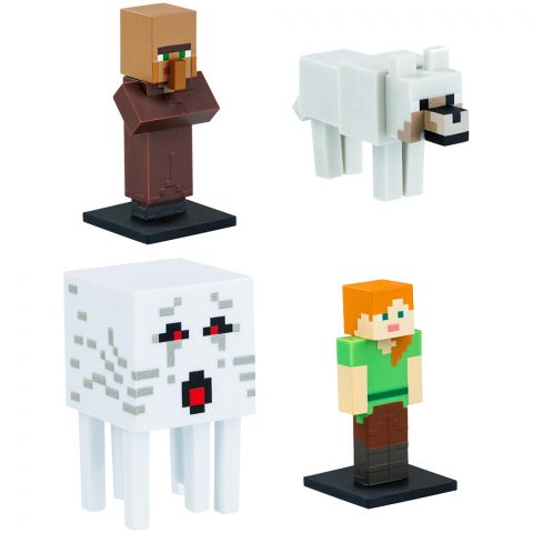 Набор коллекционных фигурок-топперов Minecraft: Волк, сельский житель, гаст, Алекс (5 шт.)