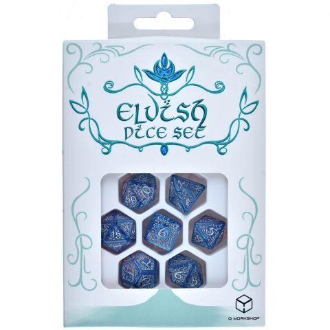 Набор кубиков Elvish Dice Set: Cobalt and Silver, 7 шт.