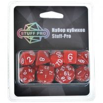 Набор из 10 кубиков Stuff-Pro для ролевых игр с мешочком ярко-красный