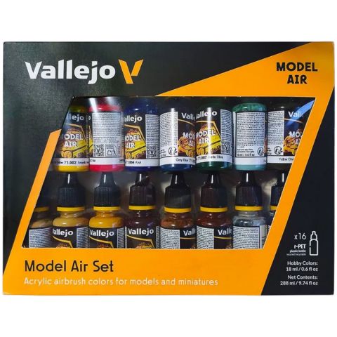 Набор красок Vallejo Model Air: Basic Colors 71.178 (16 цветов)