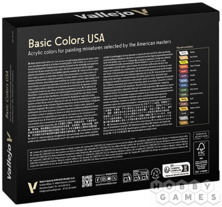 Набор красок Vallejo Model Color: Basic Colors USA 70.140 фото 2