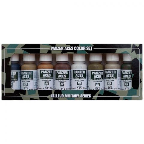 Набор красок Vallejo Panzer Aces: Wood, Leather and Stencil 70.123