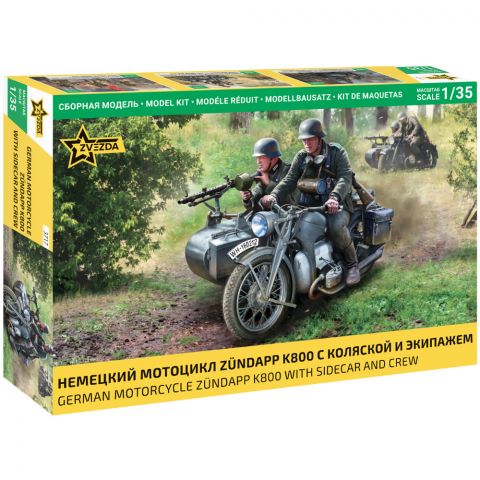 Немецкий мотоцикл Zundapp K800 с коляской и экипажем (1:35)