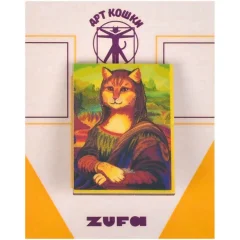 Деревянный значок Zufa "Кошка Мона Лиза"