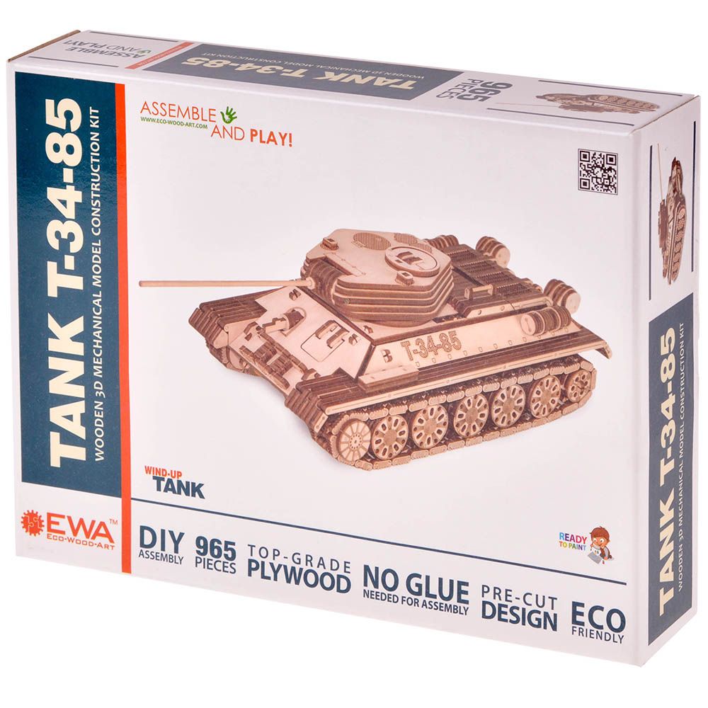 Модель Eco Wood Art Конструктор "Танк Т-34-85" ewat34