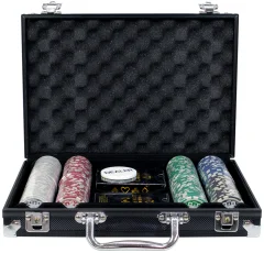 Набор из 200 фишек для покера с номиналом в черном кейсе