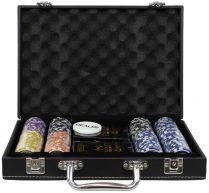 Премиум-набор из 200 фишек для покера с номиналом в кожаном кейсе