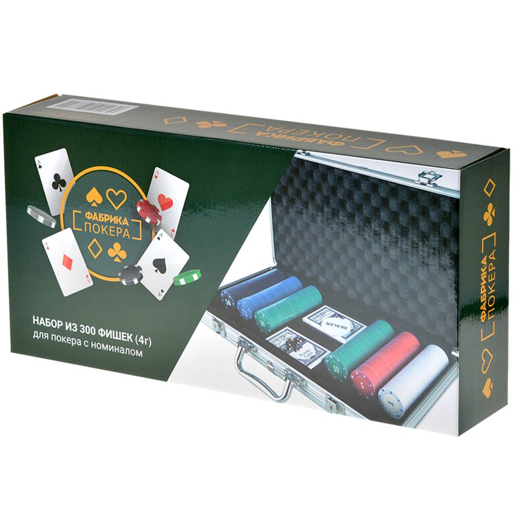 Набор Фабрика игр Фабрика Покера: Набор из 300 фишек для покера с номиналом в алюминиевом кейсе pokfp300f4g