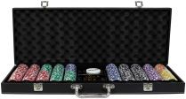 Премиум-набор из 500 фишек для покера с номиналом в кожаном кейсе