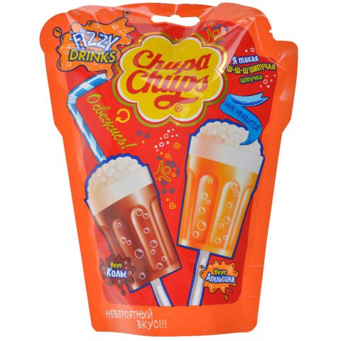 Карамель Chupa Chups Fizzy Drinks: кола и апельсин