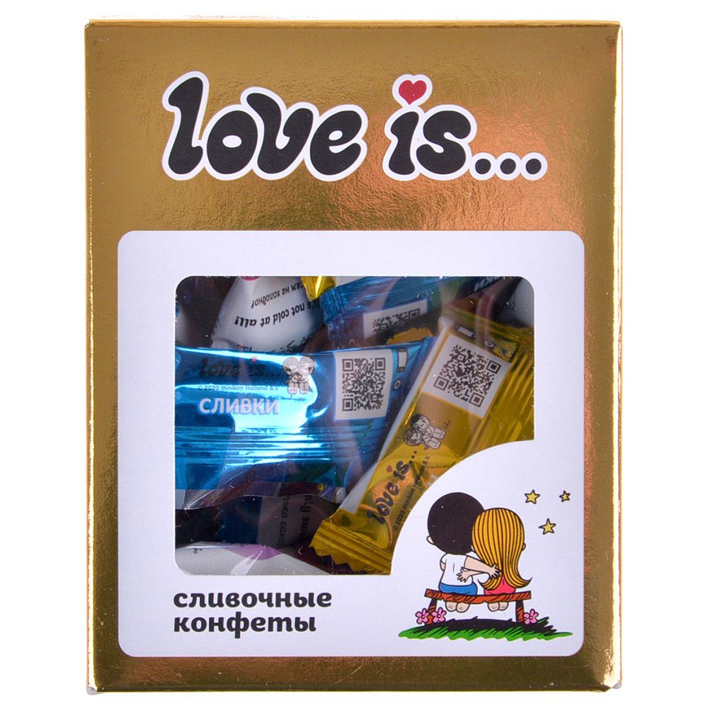 

Сливочные жевательные конфеты Love is: ассорти (золото)