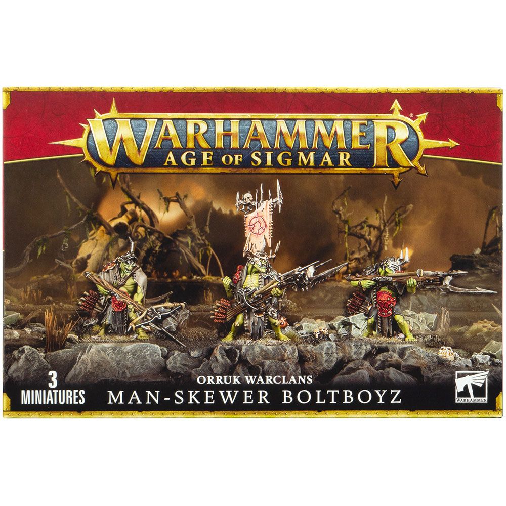 Набор миниатюр Warhammer Games Workshop Orruk Warclans: Man-skewer Boltboyz 89-67 - фото 1
