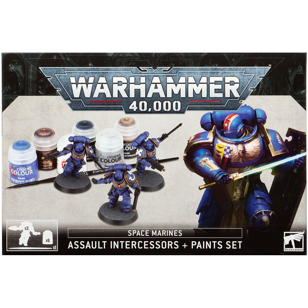 Набор миниатюр Warhammer Games Workshop Space Marines Assault Intercessors and Paint Set 60-11 - фото 1