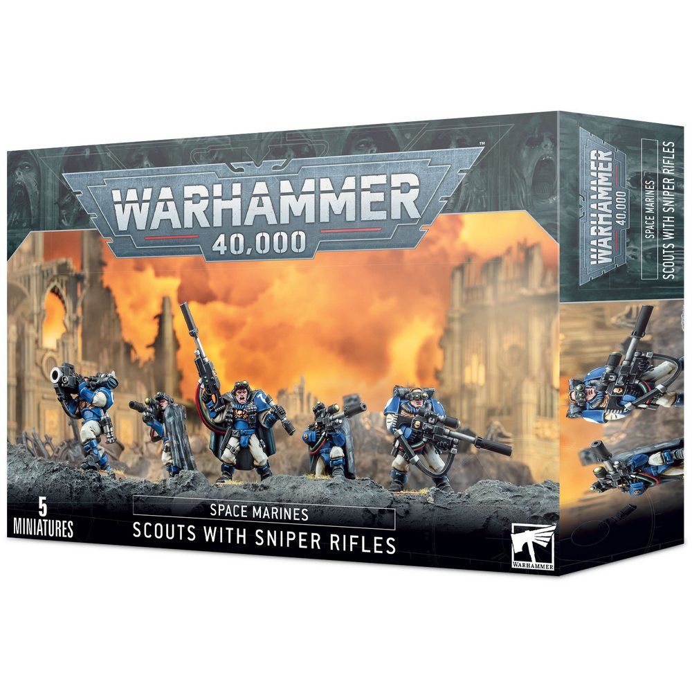 Набор миниатюр Warhammer Games Workshop Space Marines: Scouts with Sniper Rifles 48-29 - фото 1