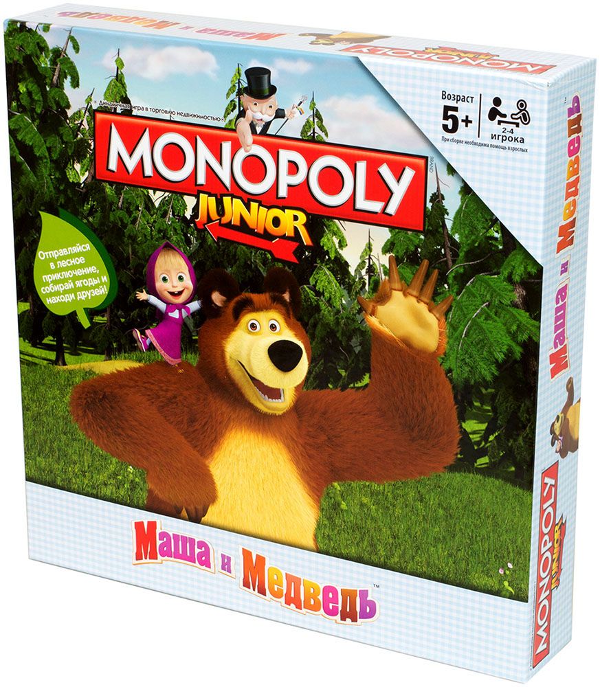 Настольная игра Hasbro Монополия Юниор "Маша и Медведь" 027854 - фото 1