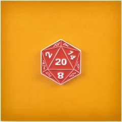 Значок металлический D20 красный