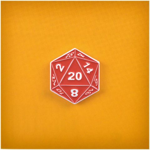 Значок металлический D20 красный